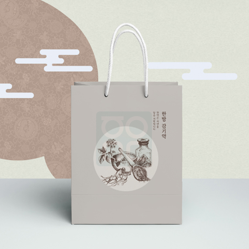 한방감기약약재<br>무광종이가방180g<br>50개입+봉인스티커