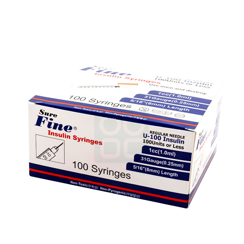 [신아]<br>슈어파인 인슐린주사기 100입<br>31g*8mm 1cc