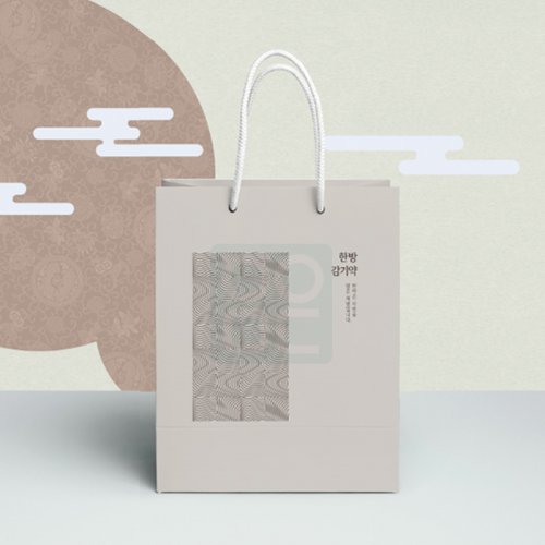 한방감기약패턴<br>무광종이가방180g<br>200개입+봉인스티커